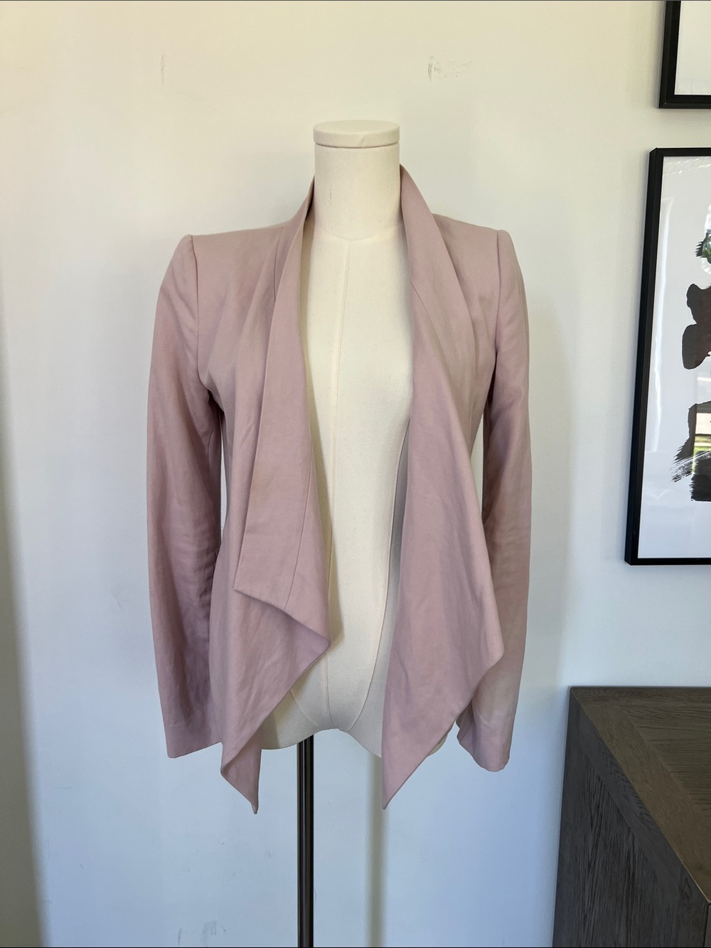 BCBGMaxAzria Soft Pink Draped Open-Front Blazer